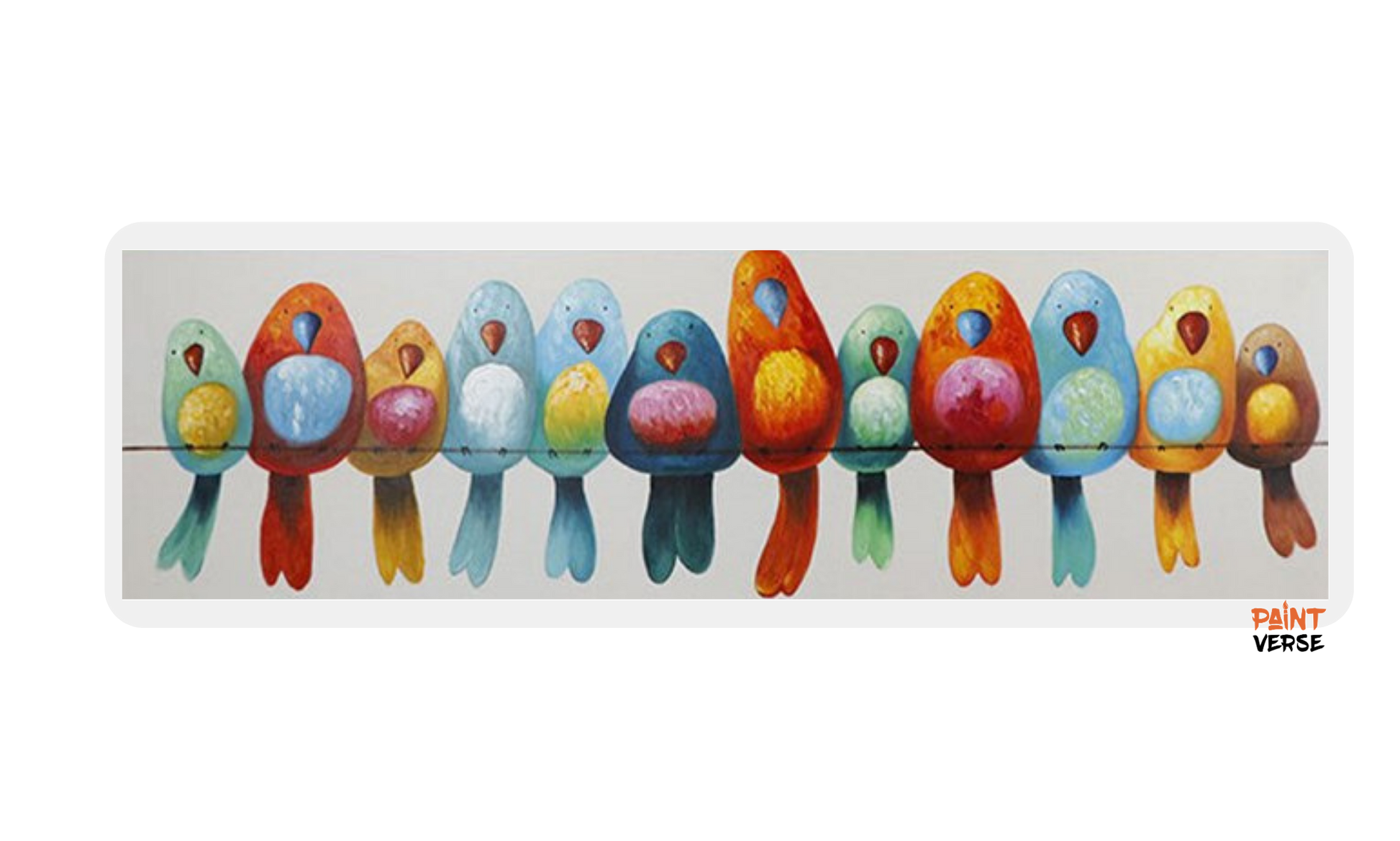 Hand Painted Large long Abstract Birds Oil Painting multi color