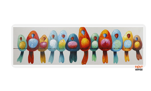 Hand Painted Large long Abstract Birds Oil Painting multi color