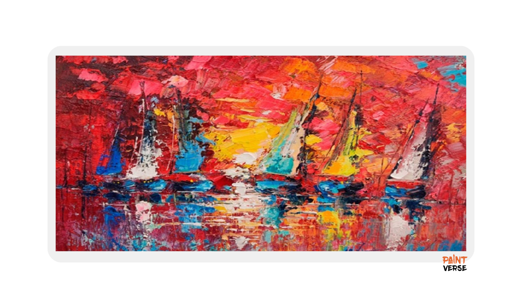 Large Handmade Sailboat Oil Painting On Canvas Picture Colorful