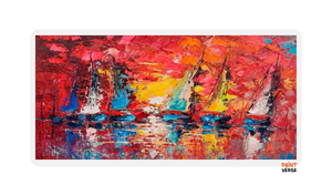 Large Handmade Sailboat Oil Painting On Canvas Picture Colorful