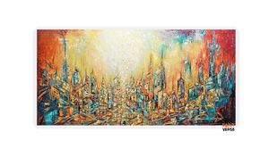 Monet 100% Hand-Painted Abstract Oil Paintings Future City New York