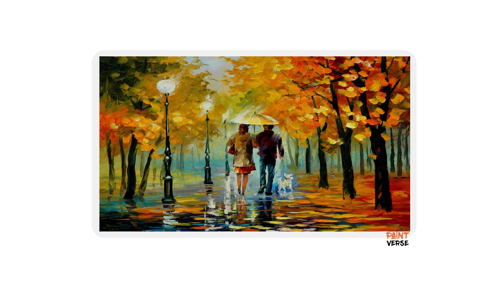 Hand-Painted Modern Oil Painting Tree-Lined Path Lovers Abstract Knife