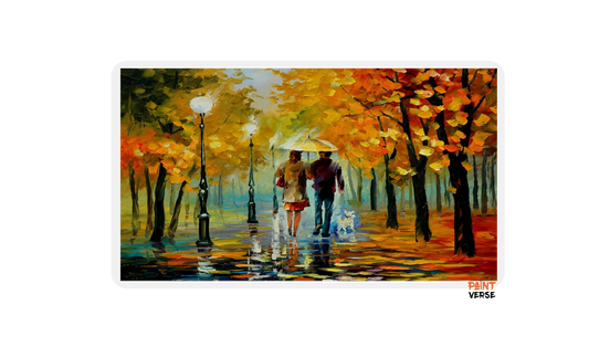 Hand-Painted Modern Oil Painting Tree-Lined Path Lovers Abstract Knife