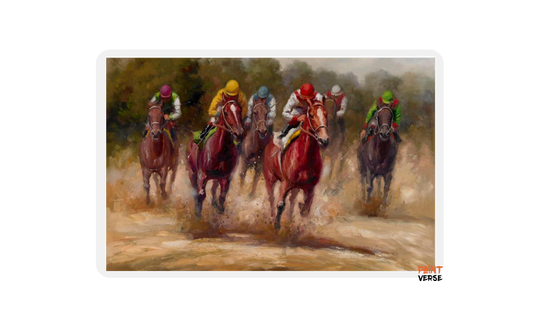 HD Print Animal Horse Racing Oil Painting on Canvas Abstract Modern Pop Art Wall