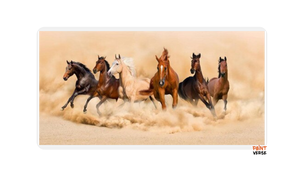 Modern Landscape Poster Print Abstract Six Running Horses Oil Painting on Canvas Wall