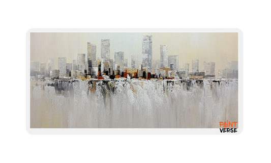 100%Hand painted future city street landscape oil painting canvas