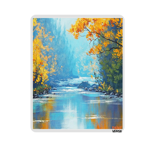 Abstract Trees With Beautiful Leaves By The River Hand Painted