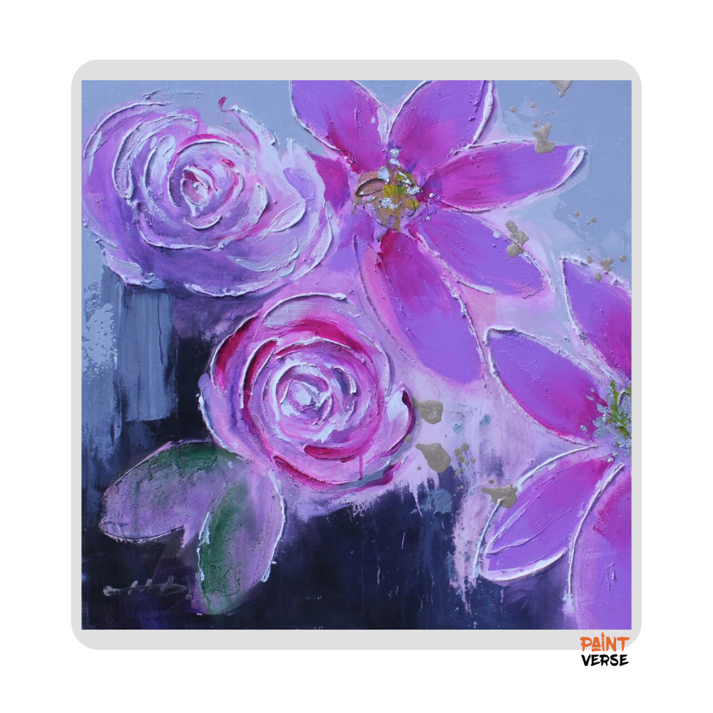 Modern Purple Flower Abstract Knife Oil Painting on Canvas Posters and Prints Pop Art