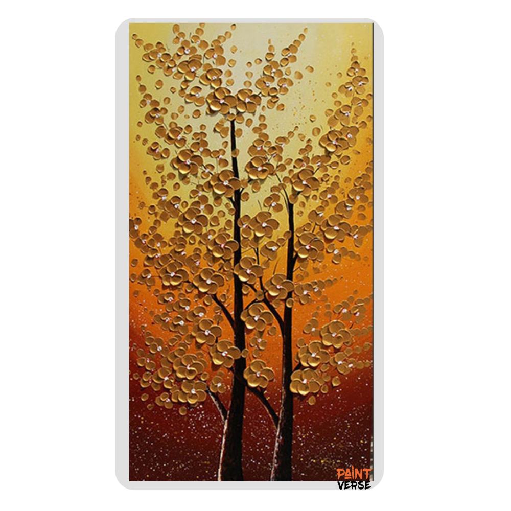 Hand Painted Knife Oil Painting On Canvas Tree Landscape