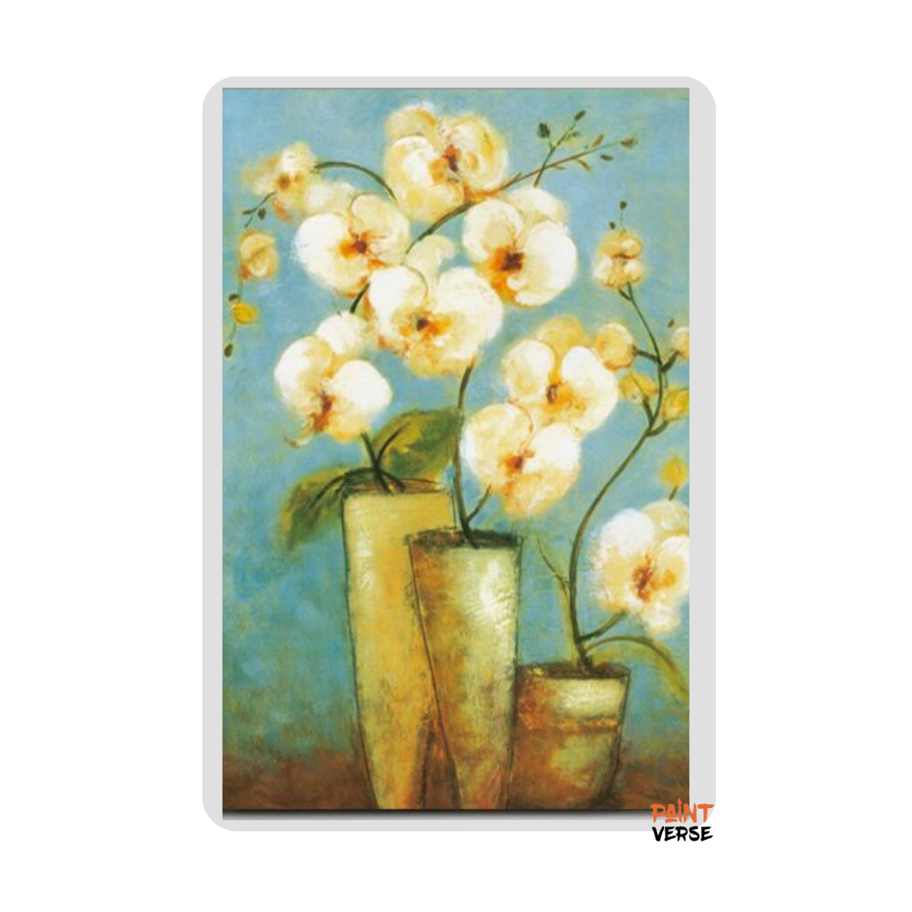 Modern White Flower on Vase Abstract Oil Painting on Canvas Poster Art Wall Picture Poster