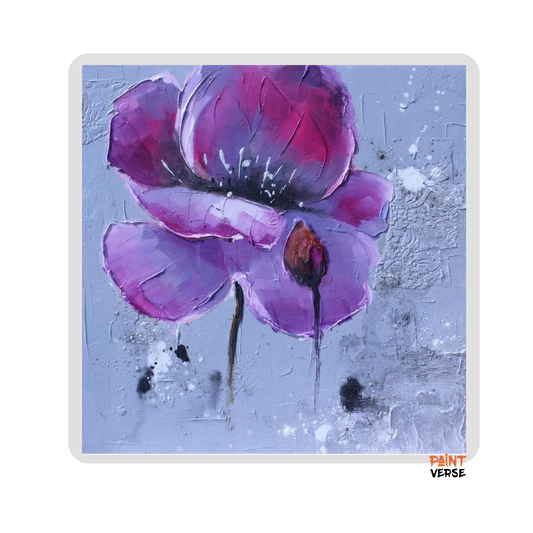 Print Modern Abstract Knife Purple Poppies Oil Painting on Canvas Pop Art Poster Wall Picture