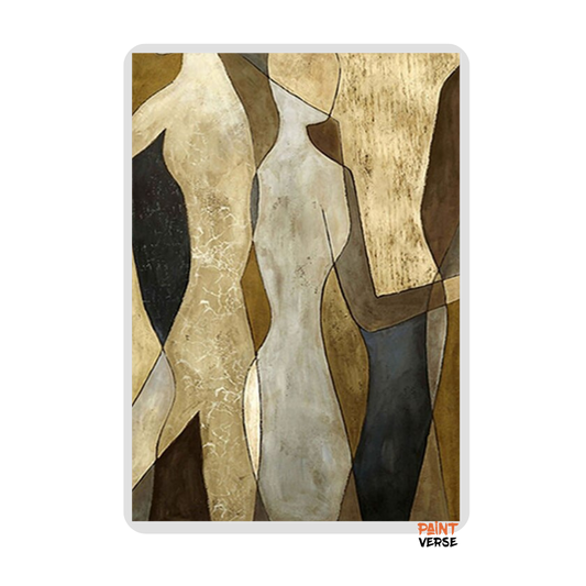 works of people oil painting Abstract Golden figure outline picture