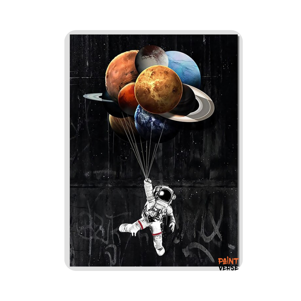 Abstract Astronaut With the Planet Canvas Painting Nordic Cartoon Posters