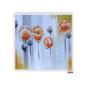 Print Abstract Knife Orange Poppies Oil Painting on Canvas Pop Art Poster Modern