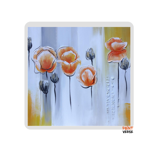 Print Abstract Knife Orange Poppies Oil Painting on Canvas Pop Art Poster Modern