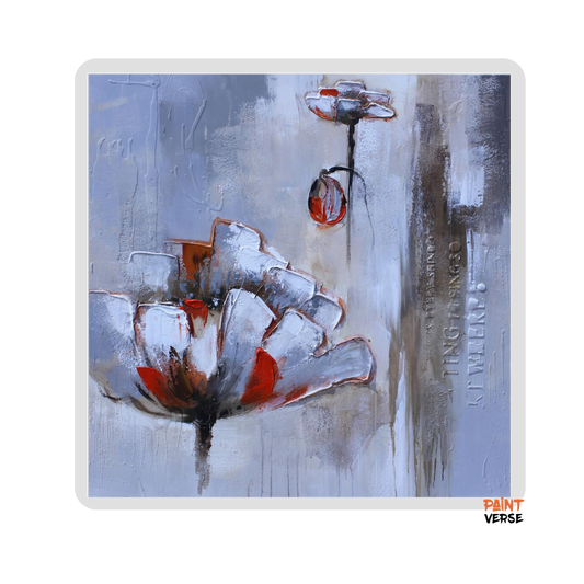 Print Abstract White Red Flower Oil Painting on Canvas Modern Pop Giclee Art Poster Wall Picture
