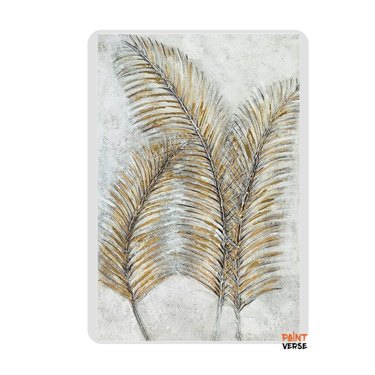 Hand-Painted Large Decoration Golden Plant Leaves