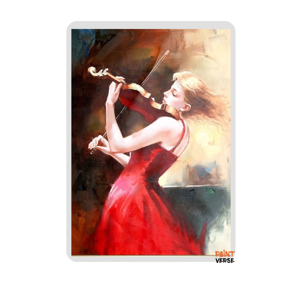 High-quality hand-painted oil painting girl playing the violin