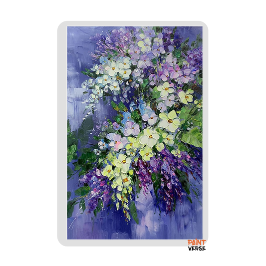 Hand-Painted Purple Blue Oil Painting Abstract Mural Orchid Violet Home Decor