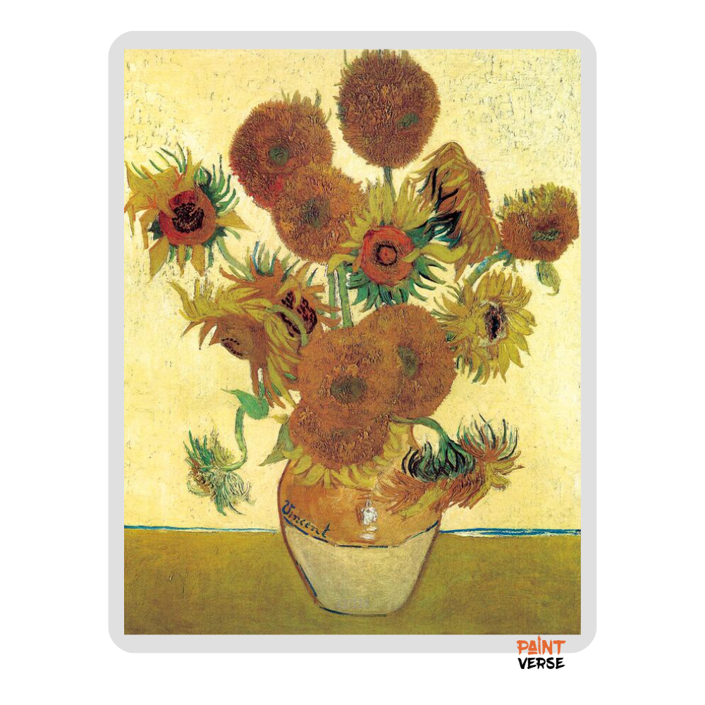 YWDECOR Vincent Van Gogh Golden Sunflower Poster Print  Floral Vase Oil Painting