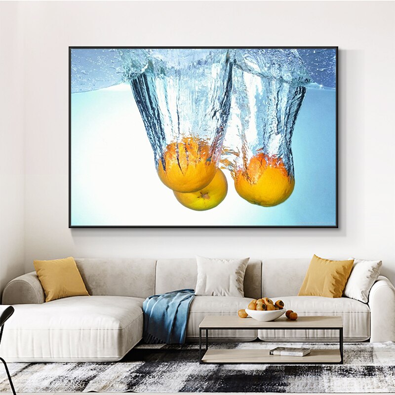 Yellow Lemon in Water Kitchen Food Canvas Painting Cuadros Scandinavian Posters and Prints