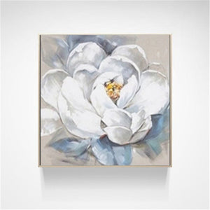 Hand-painted oil painting abstract knife painting flowers white dahlia