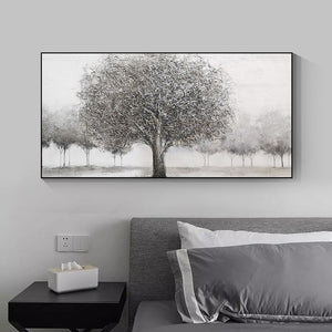 Abstract 3D Gray Trees Oil Painting Printed On Canvas Nordic Plant Wall Art Picture Poster