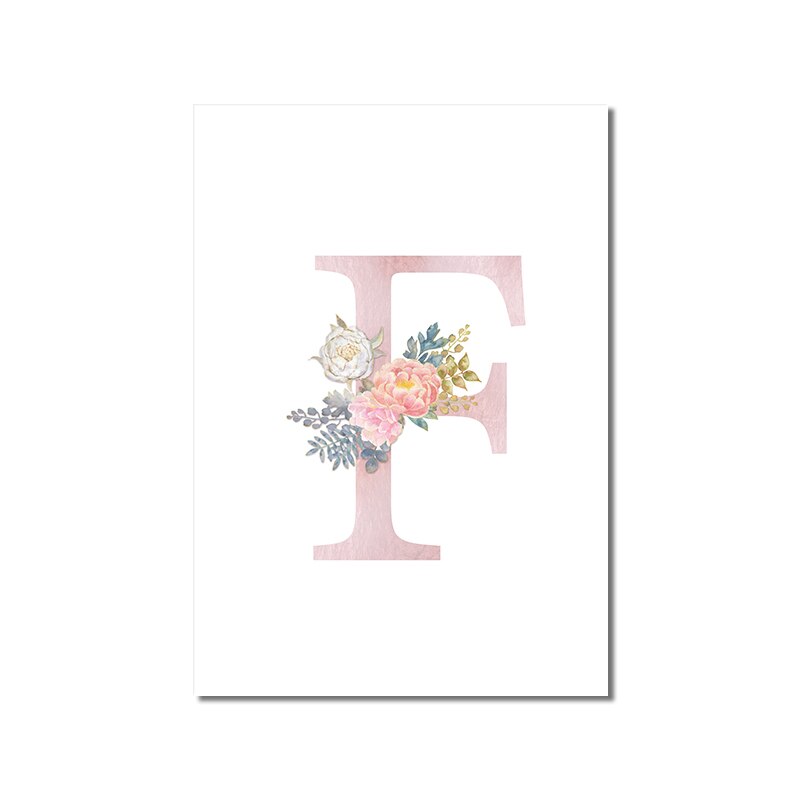 Abstract Pink Letters With Flower Canvas Painting Modern Nordic Posters And Prints Wall