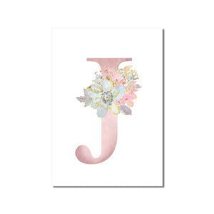 Abstract Pink Letters With Flower Canvas Painting Modern Nordic Posters And Prints Wall