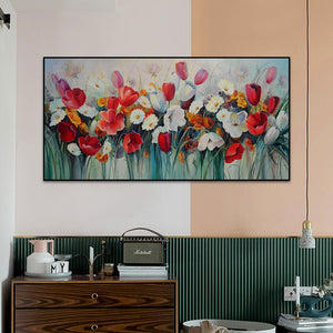 Abstract Red White Tulip Painting Printed On Canvas Wall Art Picture Nordic Posters