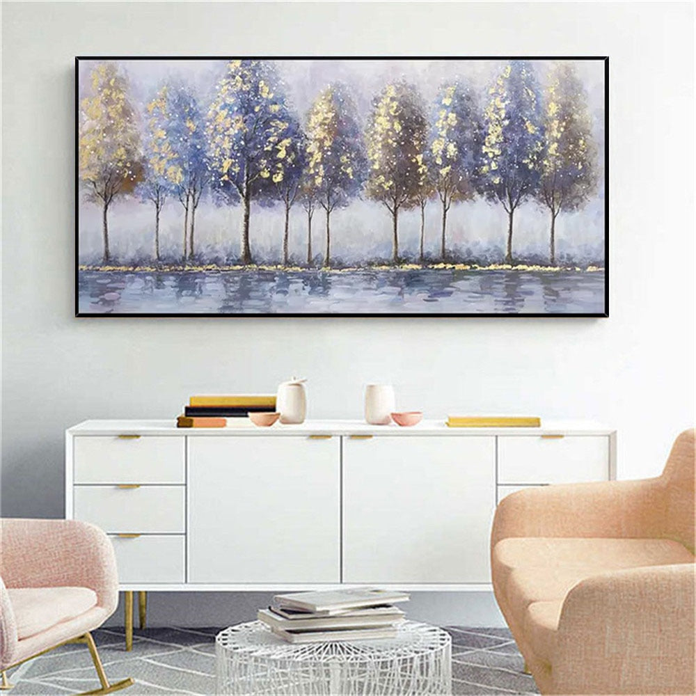 New 100% Hand Painted Abstract Trees Oil Painting Canvas