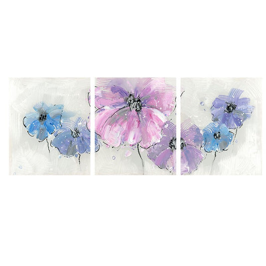 3Panle  HD Print Abstract Poppy Flower Landscape Oil Painting on Canvas
