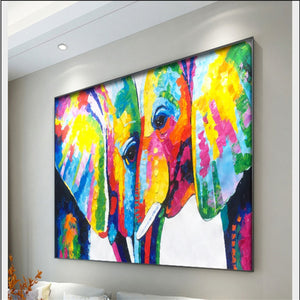 Hand-painted abstract Asian elephant African elephant elephant