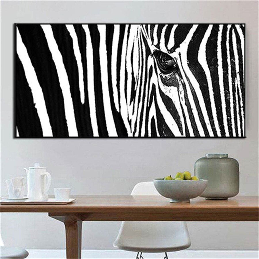 Handmade Modern Oil Painting African  Big Canvas Picture Zebra Poster