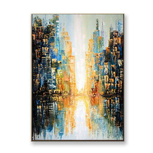 Hand Painted Future City Street Landscape Oil Painting On Canvas