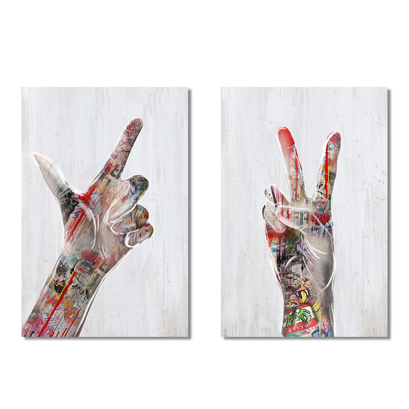 LOVE Hands Canvas Painting Posters and Prints Colorful Street Graffiti Art Cuadro