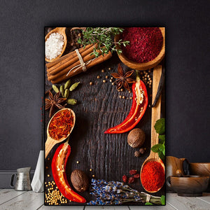 Grains Spices Spoon Peppers Kitchen Canvas Painting Cuadros Scandinavian Posters