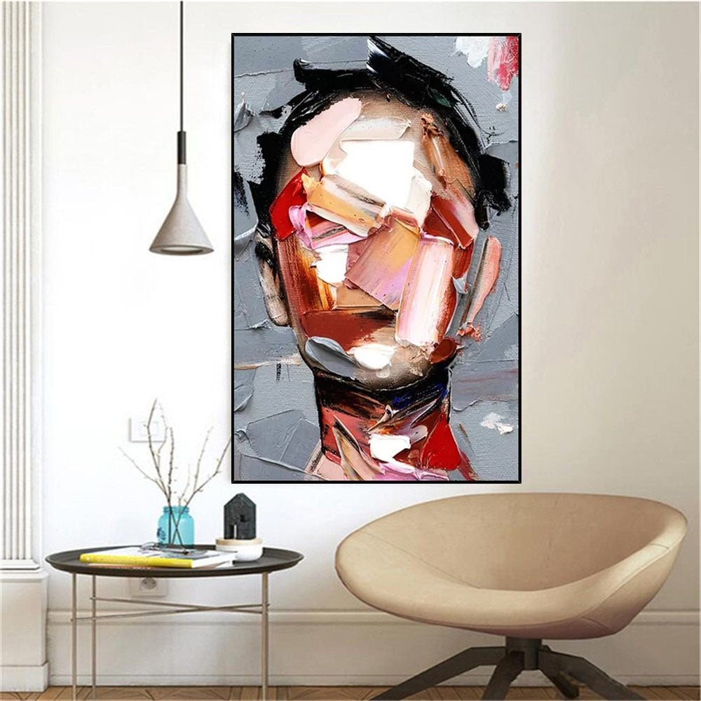 Hand Painted Modern Art Canvas Painting Facial abstract oil painting