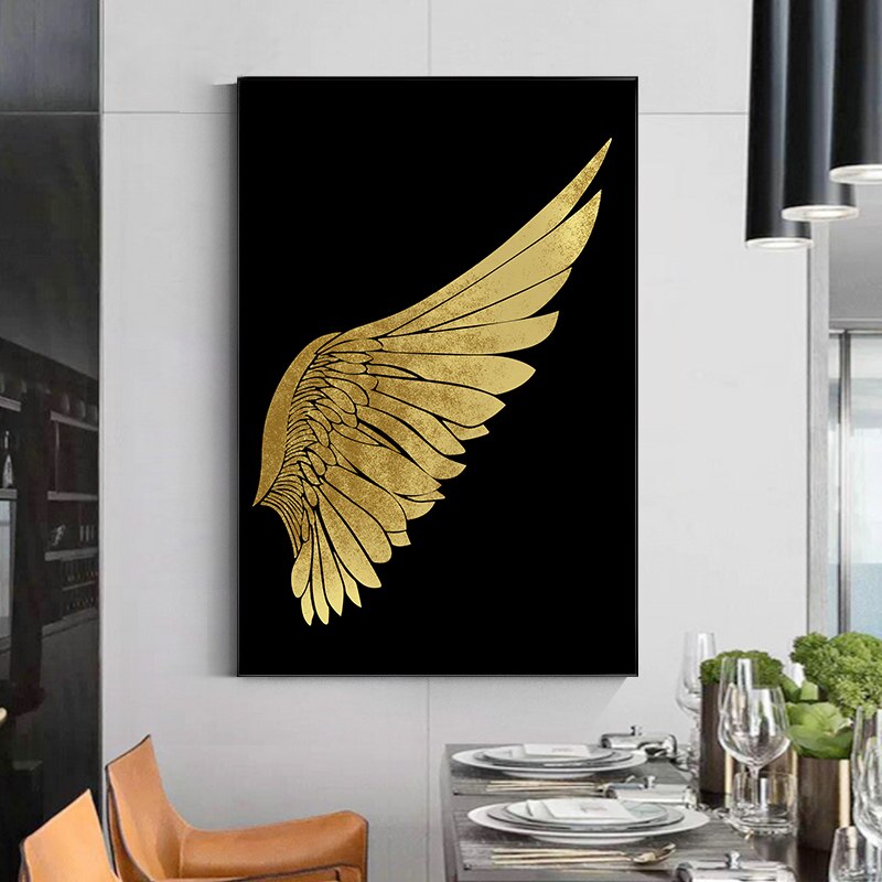 Abstract Gold Wings Canvas Painting ScandinavianWall Art Posters and Prints Minimalist