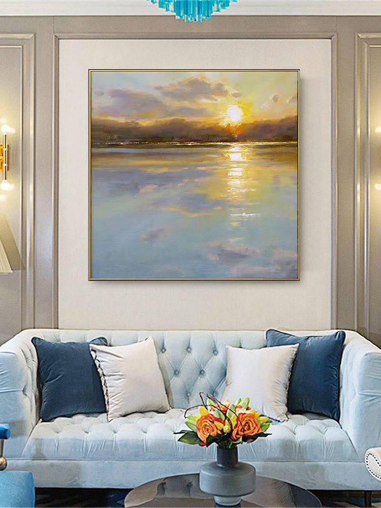 Art Canvas Paint For Living Room Restaurant Decor Painting Lake Sunset Art