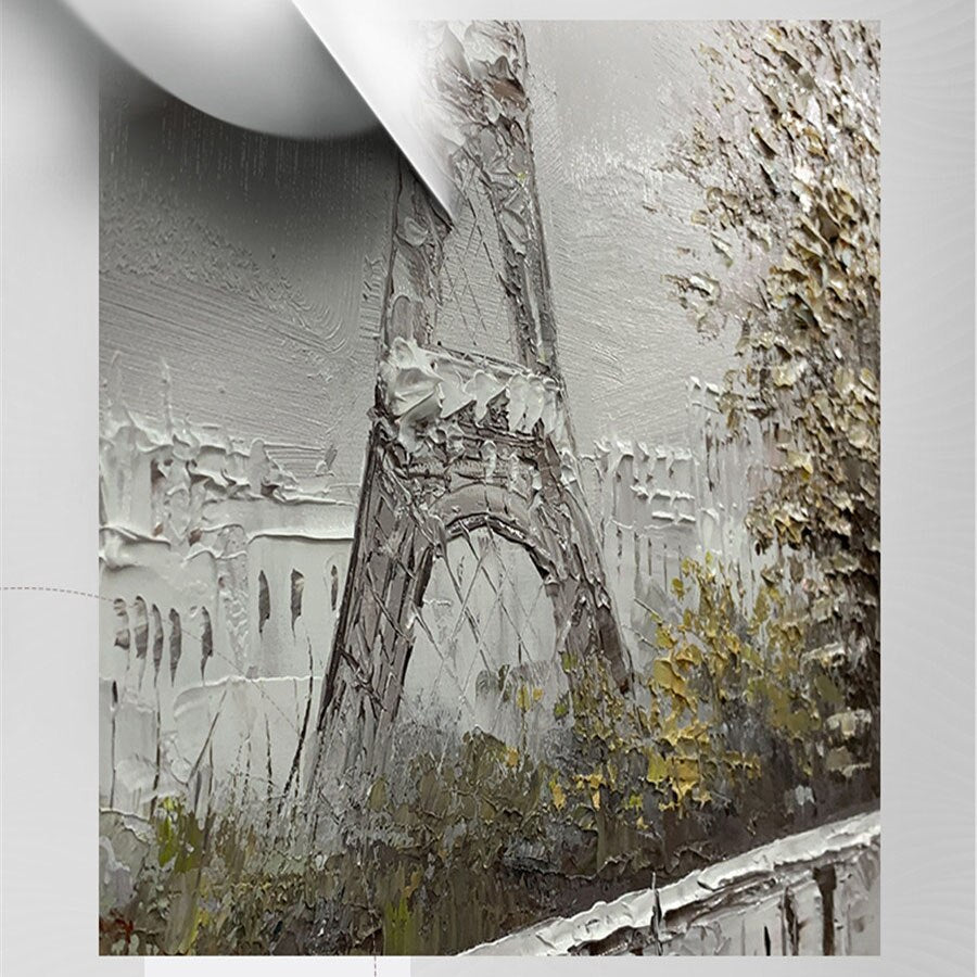 100% Handmade Oil Painting On Canvas Paris Eiffel Wall