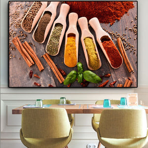 Grains Spices Spoon Plant Kitchen Canvas Painting Cuadros Scandinavian Posters and Prints