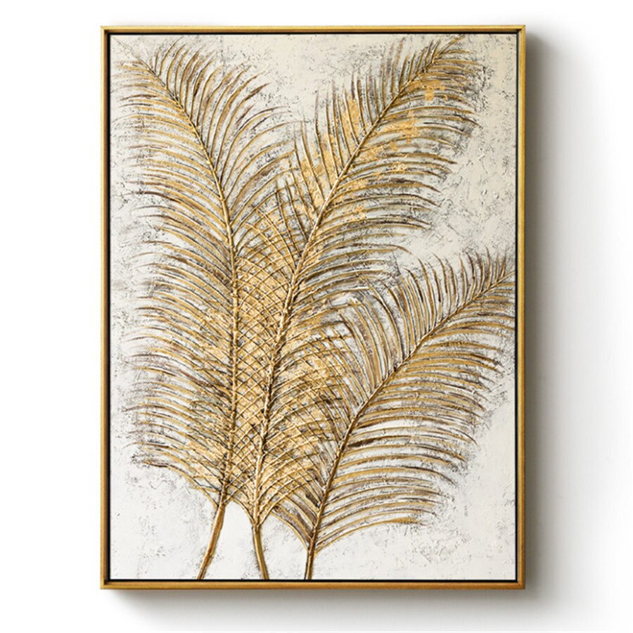 Hand-Painted Large Decoration Golden Plant Leaves