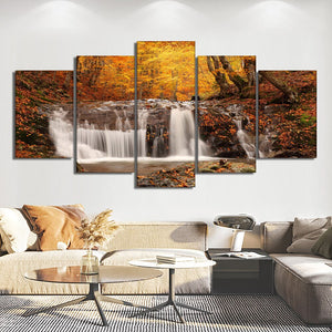 Abstract YellowTrees Waterfall Canvas Painting Print On Canvas Modern Landscape Posters