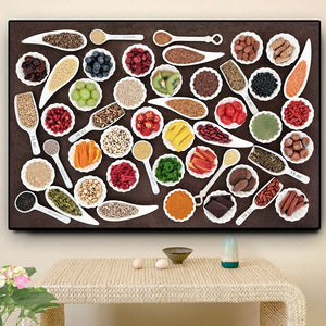 Grains Spices Spoon Pepper Canvas Painting Kitchen Cuadros Scandinavian Posters