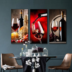 Abstract Red Wine Canvas Painting Nordic Wine Glass Posters And Prints