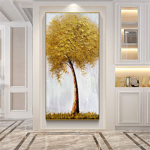 Hand painted modern abstract money tree canvas wall art oil painting