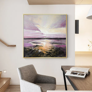 Abstract Colorful Sky Mountain Lake Painting On Canvas Landscape