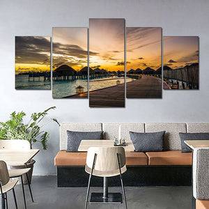 5Panel Abstract Sunset Landscape Canvas Painting Modern Scenery Posters