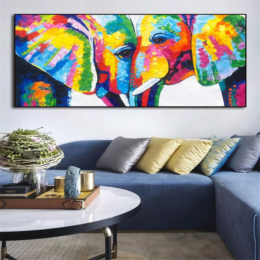 Hand-painted abstract Asian elephant African elephant elephant